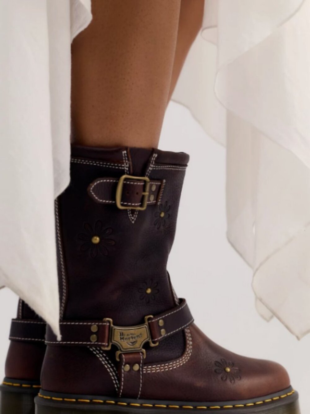 DR. MARTENS Anistone Hi FLOWER 🌺 Harness Biker Boots MSRP$340 ~ Limited Edition - Picture 14 of 16